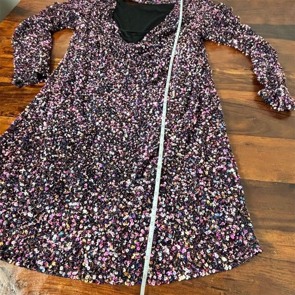 Parker Women's Sequin Dress Size 12 Multicolor Long Sleeve Party Short - Picture 7 of 11